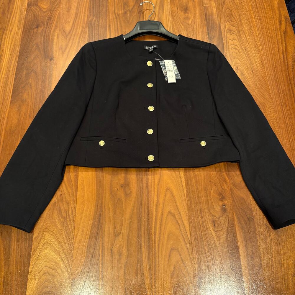 NWT Size 14 J Crew Cropped Lady Jacket in Stretch Twill Black
